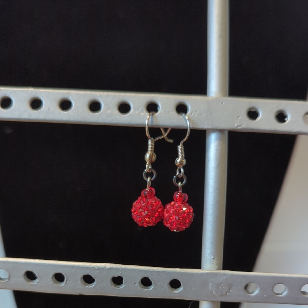 Hand Crafted Red Dangle Earrings